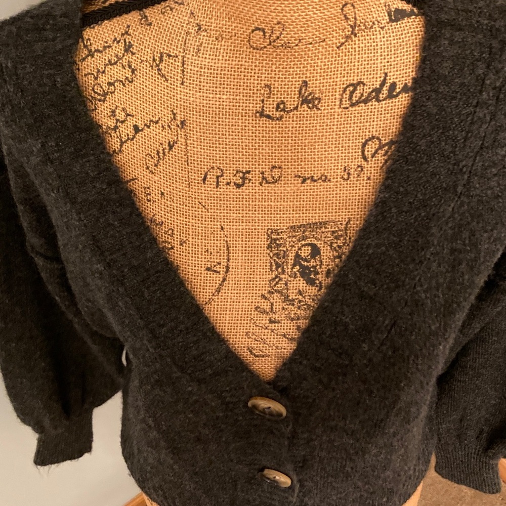 Topshop Charcoal Button-Up Cardigan Women Size 4-6 - Picture 2 of 10